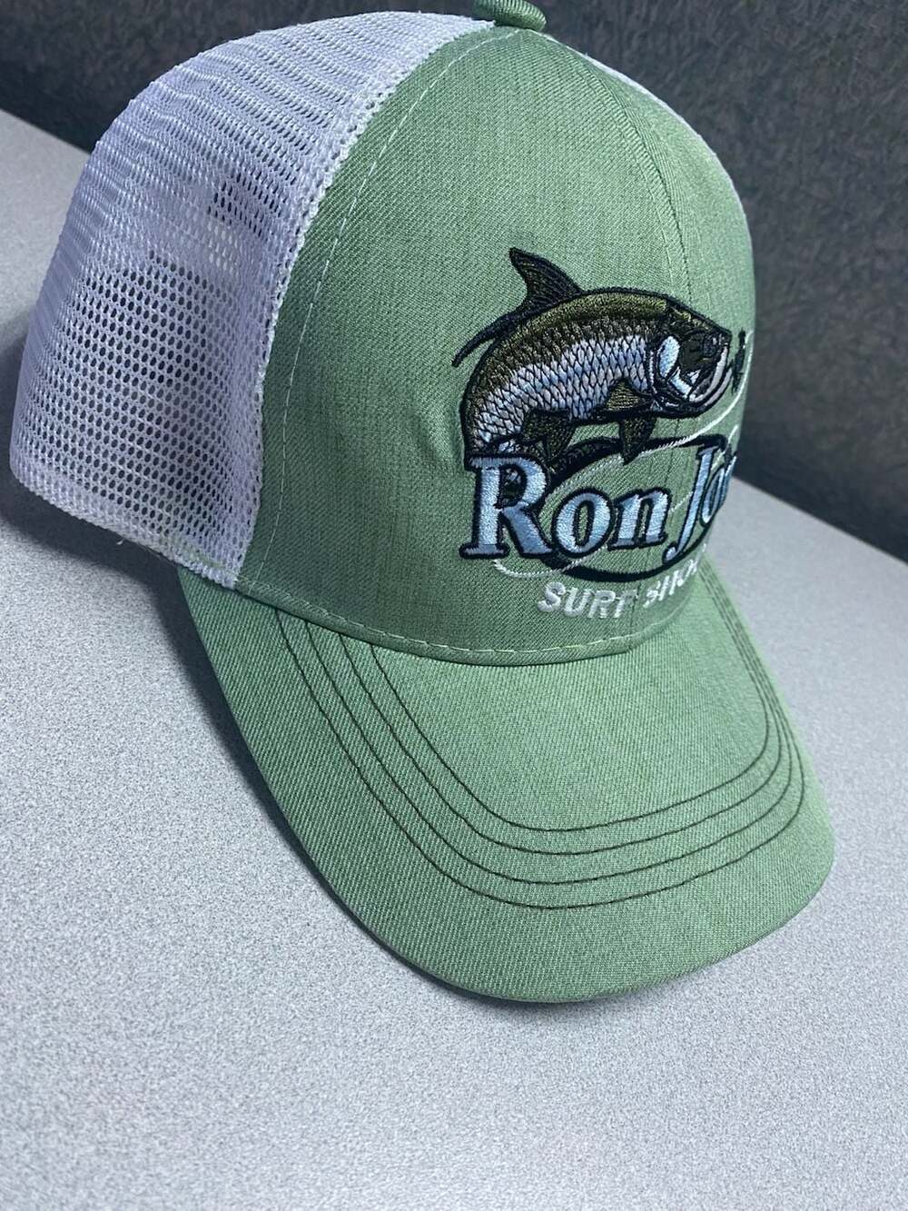 Ron Jon Surf Shop Tarpon Fish Graphic Trucker Hat Olive Green/White Mesh Snapbac